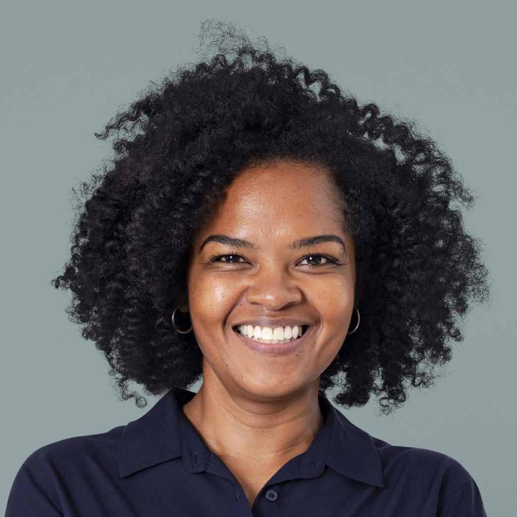 confident african businesswoman mockup psd smiling closeup portr